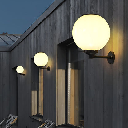 Solar Outdoor Globe Wall Sconce LED 3 CCT White PS 3 Sizes