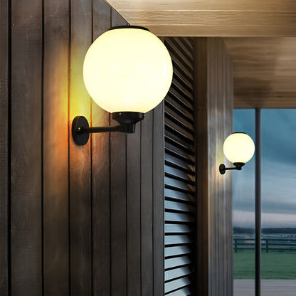 Solar Outdoor Globe Wall Sconce LED 3 CCT White PS 3 Sizes