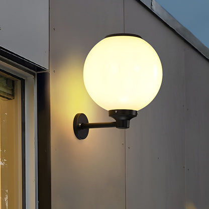 Solar Outdoor Globe Wall Sconce LED 3 CCT White PS 3 Sizes