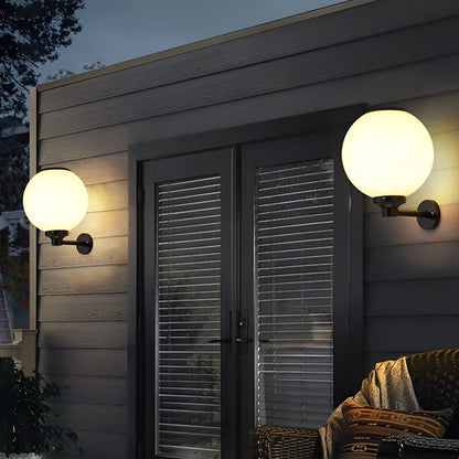 Solar Outdoor Globe Wall Sconce LED 3 CCT White PS 3 Sizes