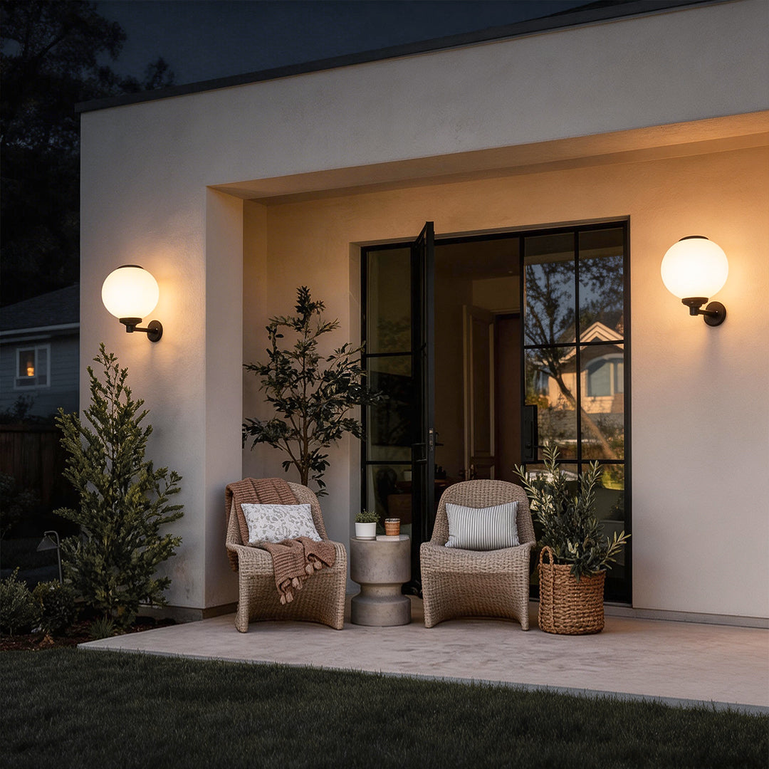 Solar Outdoor Globe Wall Sconce LED 3 CCT White PS 3 Sizes