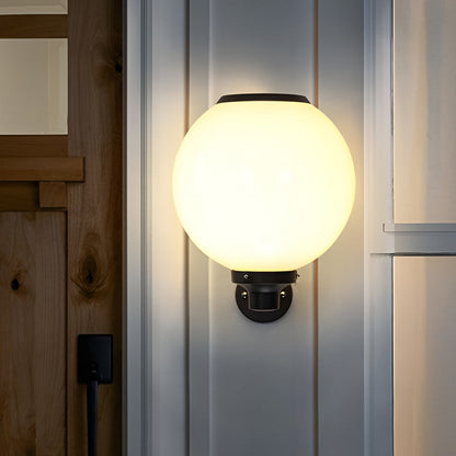 Solar Outdoor Globe Wall Sconce LED 3 CCT White PS 3 Sizes