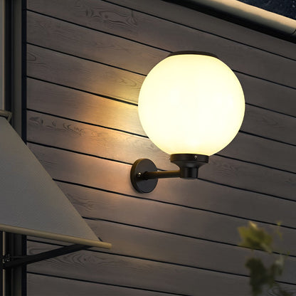 Solar Outdoor Globe Wall Sconce LED 3 CCT White PS 3 Sizes