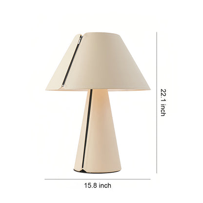 Modern Table Lamp Leather Wrapped Base Pleated Shade LED Warm White E27 Nordic Postmodern Bedside White 22.05 Inch