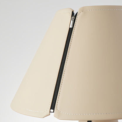 Modern Table Lamp Leather Wrapped Base Pleated Shade LED Warm White E27 Nordic Postmodern Bedside White 22.05 Inch