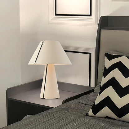 Modern Table Lamp Leather Wrapped Base Pleated Shade LED Warm White E27 Nordic Postmodern Bedside White 22.05 Inch