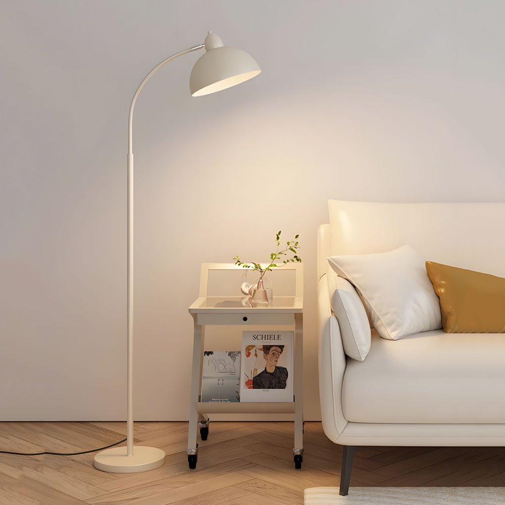 Modern Arc Floor Lamp LED Dome Shade White Marble Base Dimmable Remote Foot Switch Task Reading Living Room Bedroom 60 Inch