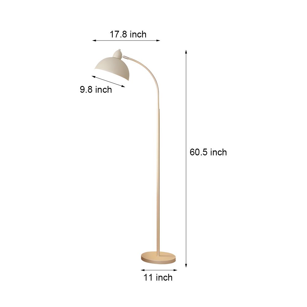 Modern Arc Floor Lamp LED Dome Shade White Marble Base Dimmable Remote Foot Switch Task Reading Living Room Bedroom 60 Inch