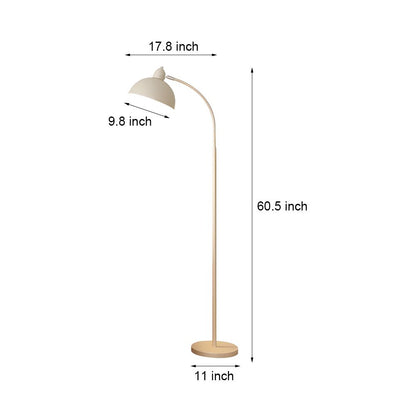Modern Arc Floor Lamp LED Dome Shade White Marble Base Dimmable Remote Foot Switch Task Reading Living Room Bedroom 60 Inch