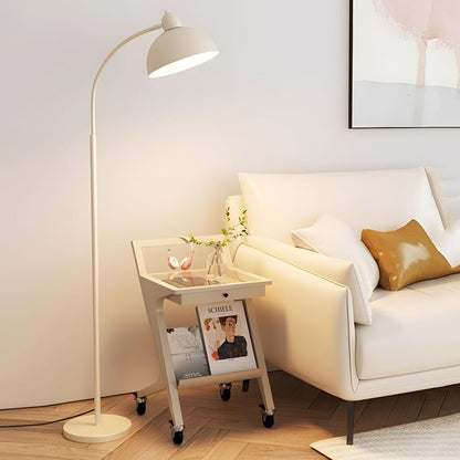 Modern Arc Floor Lamp LED Dome Shade White Marble Base Dimmable Remote Foot Switch Task Reading Living Room Bedroom 60 Inch