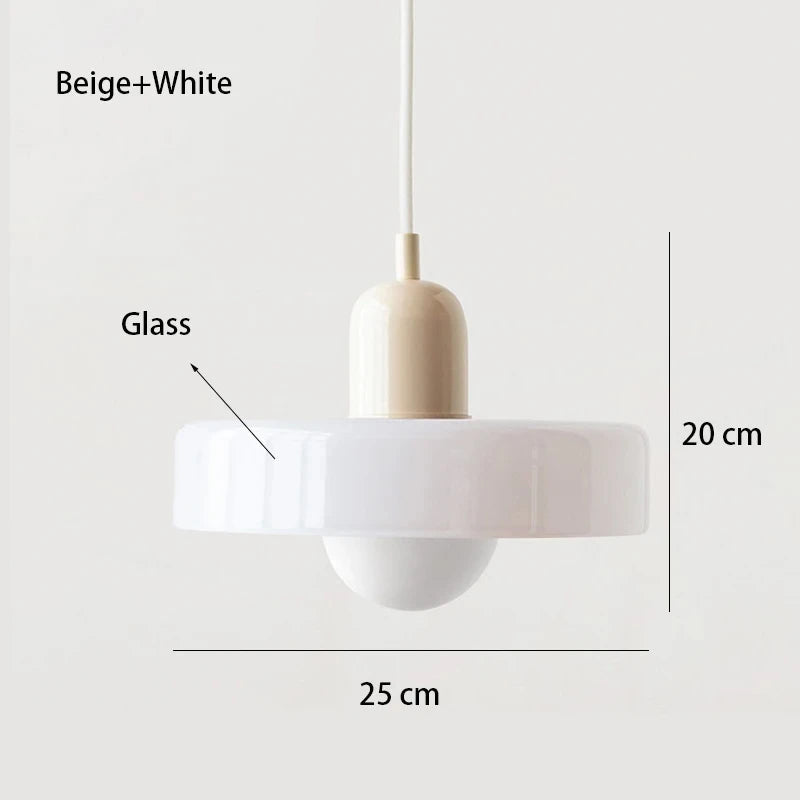 Nordic Bauhaus Glass Pendant Light – Sculpted Color Disc Ceiling Fixture