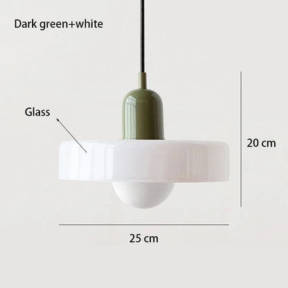 Nordic Bauhaus Glass Pendant Light – Sculpted Color Disc Ceiling Fixture