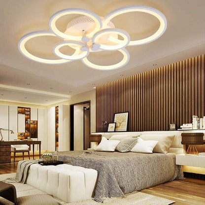 Multi-Ring Cluster Semi-Flush Mount Ceiling Light — Modern Contemporary Metal Acrylic LED 6 Light White Black Coffee