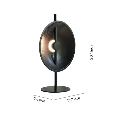 Ash Wood Round Disc Table Lamp Modern Minimalist LED Warm White Black or Natural 20.47 Inch
