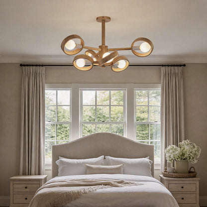 Rubberwood Branch Chandelier Scandinavian E27 3 5 6 8 Light