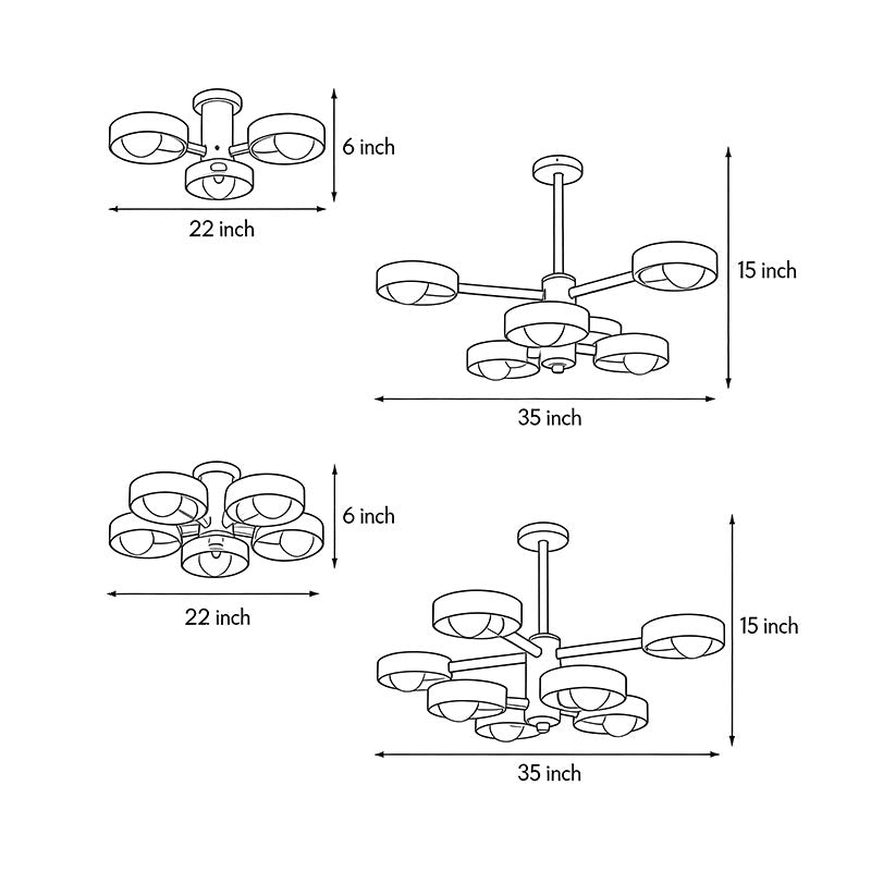 Rubberwood Branch Chandelier Scandinavian E27 3 5 6 8 Light