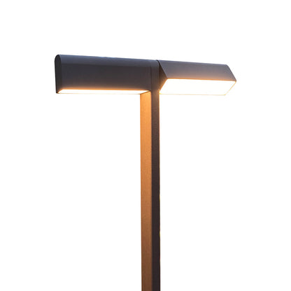 Modern Outdoor LED Pathway Light Dual Head Aluminum Gray Black 19.8 27.7 Inch