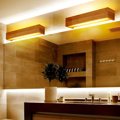 Solid Wood LED Wall Sconce Up Down Light 3000K 6000K Nordic Minimalist Indoor