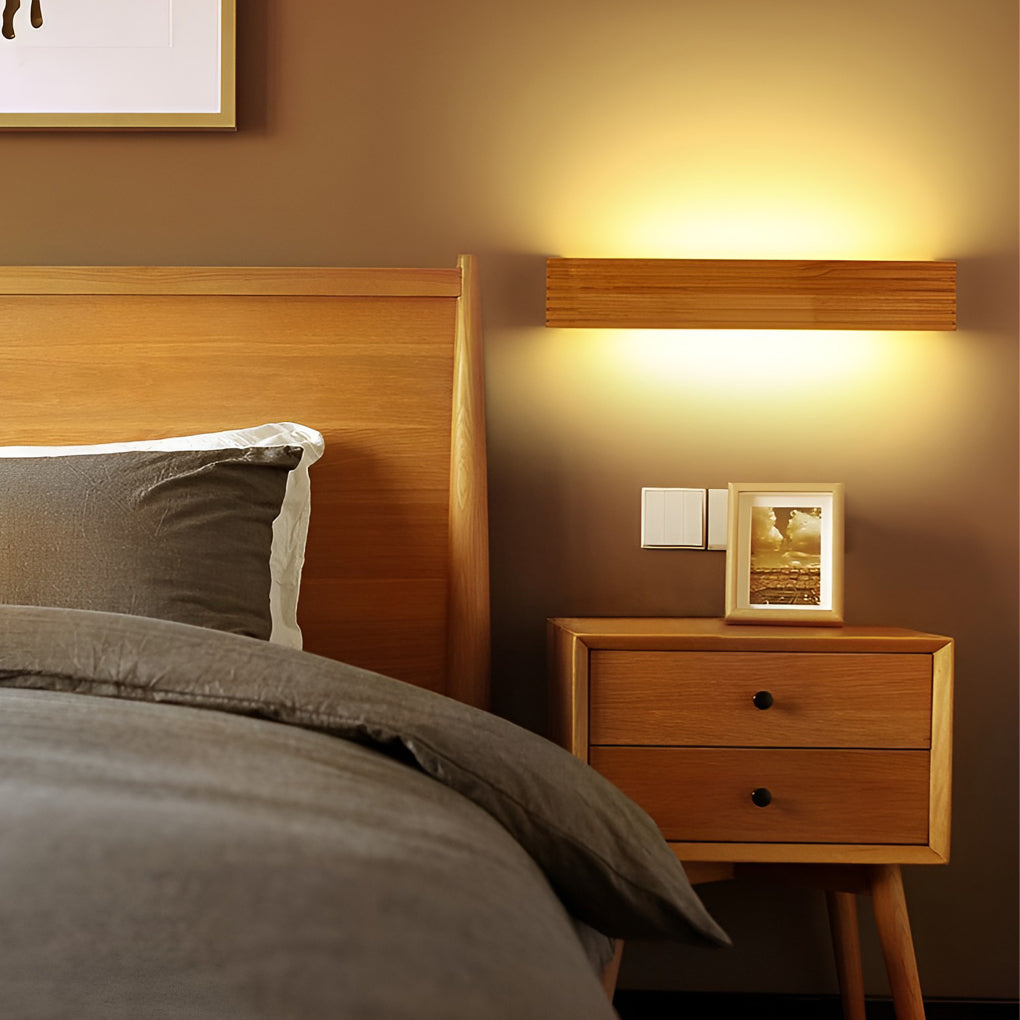 Solid Wood LED Wall Sconce Up Down Light 3000K 6000K Nordic Minimalist Indoor
