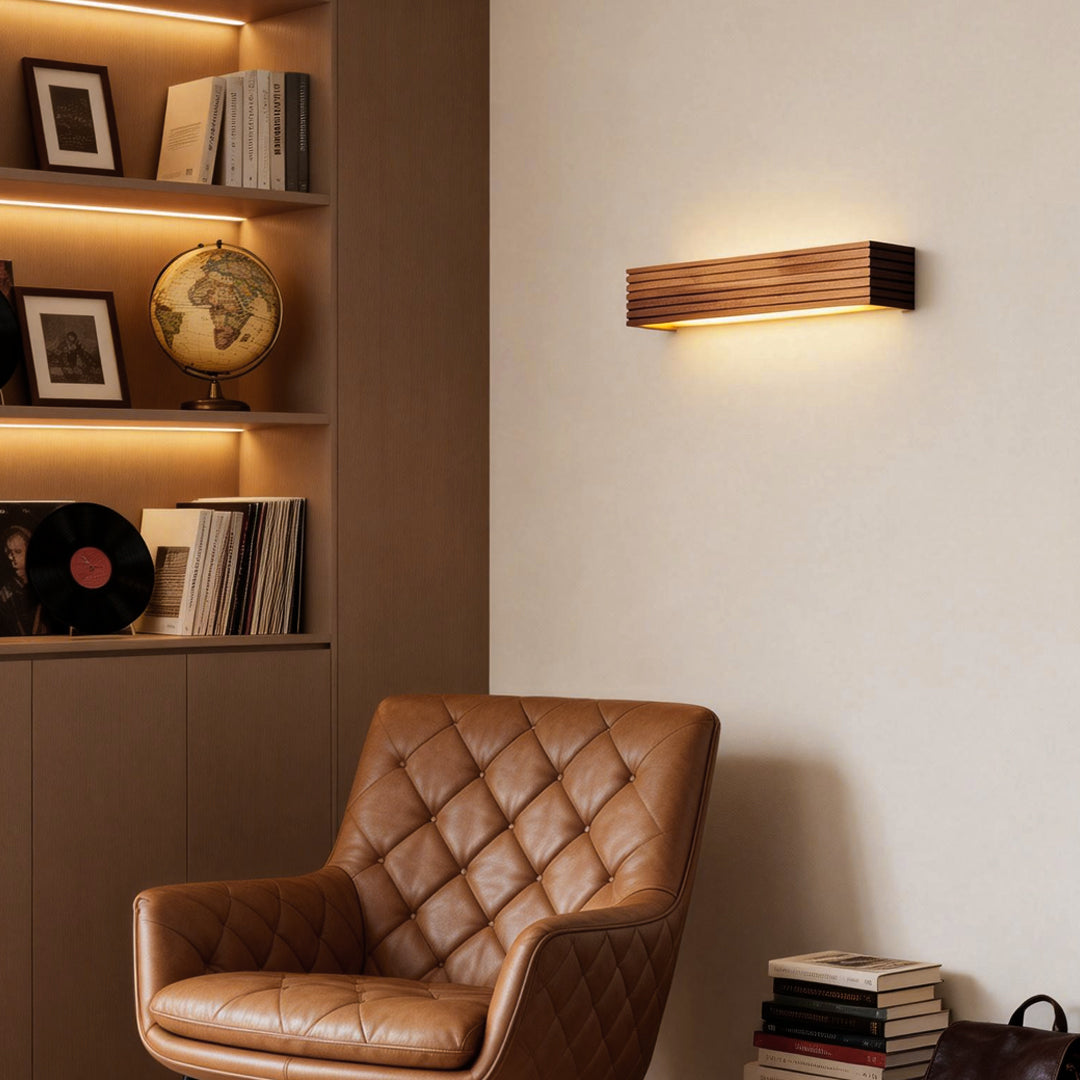 Solid Wood LED Wall Sconce Up Down Light 3000K 6000K Nordic Minimalist Indoor