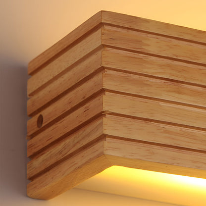 Solid Wood LED Wall Sconce Up Down Light 3000K 6000K Nordic Minimalist Indoor