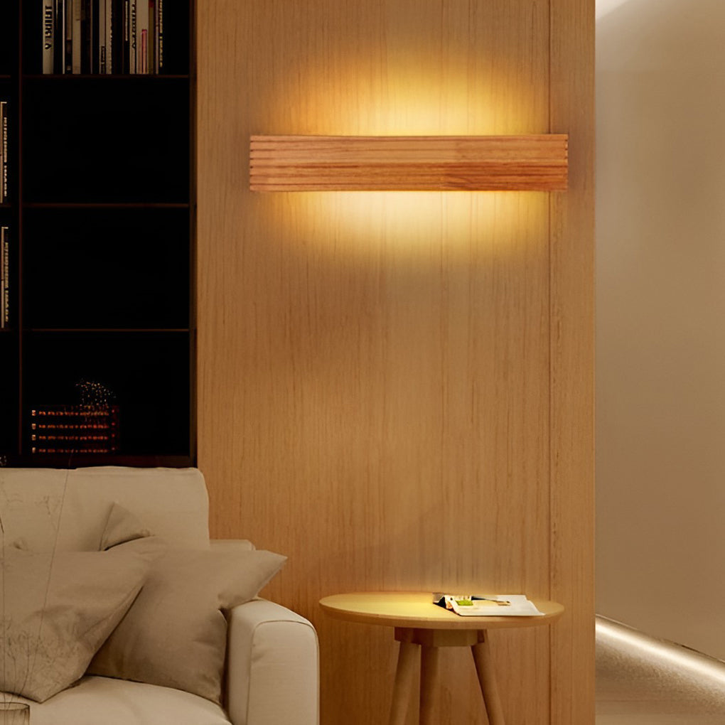 Solid Wood LED Wall Sconce Up Down Light 3000K 6000K Nordic Minimalist Indoor
