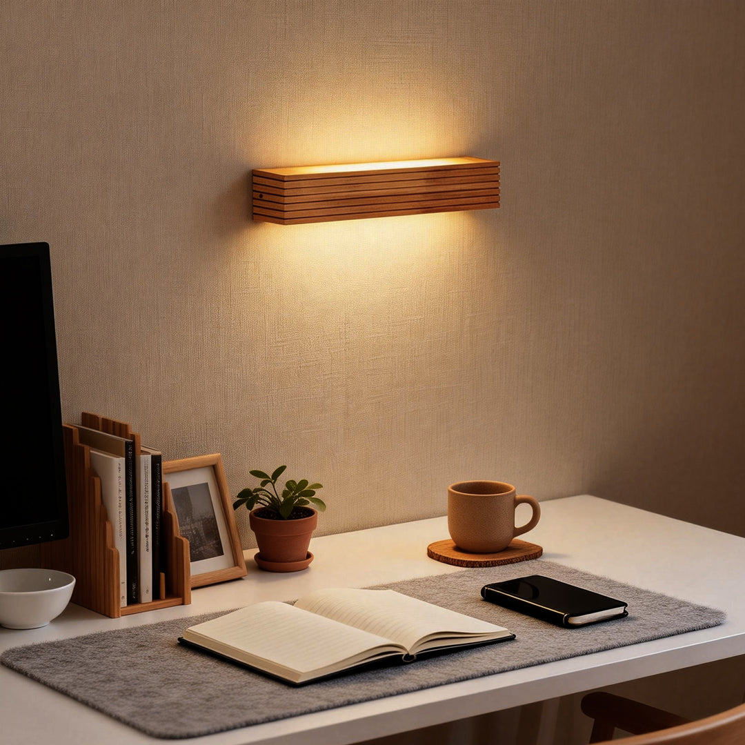 Solid Wood LED Wall Sconce Up Down Light 3000K 6000K Nordic Minimalist Indoor