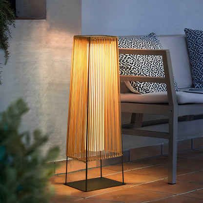 Woven Rubber Rustic Outdoor Floor Lamp IP65 Stainless Steel Solar/Hardwired 3000K
