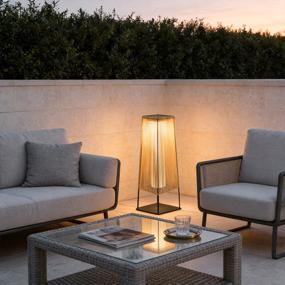 Woven Rubber Rustic Outdoor Floor Lamp IP65 Stainless Steel Solar/Hardwired 3000K