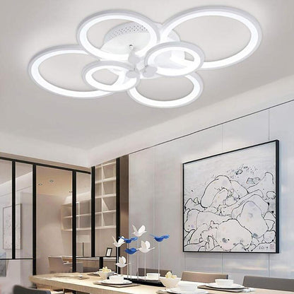 Multi-Ring Cluster Semi-Flush Mount Ceiling Light — Modern Contemporary Metal Acrylic LED 6 Light White Black Coffee