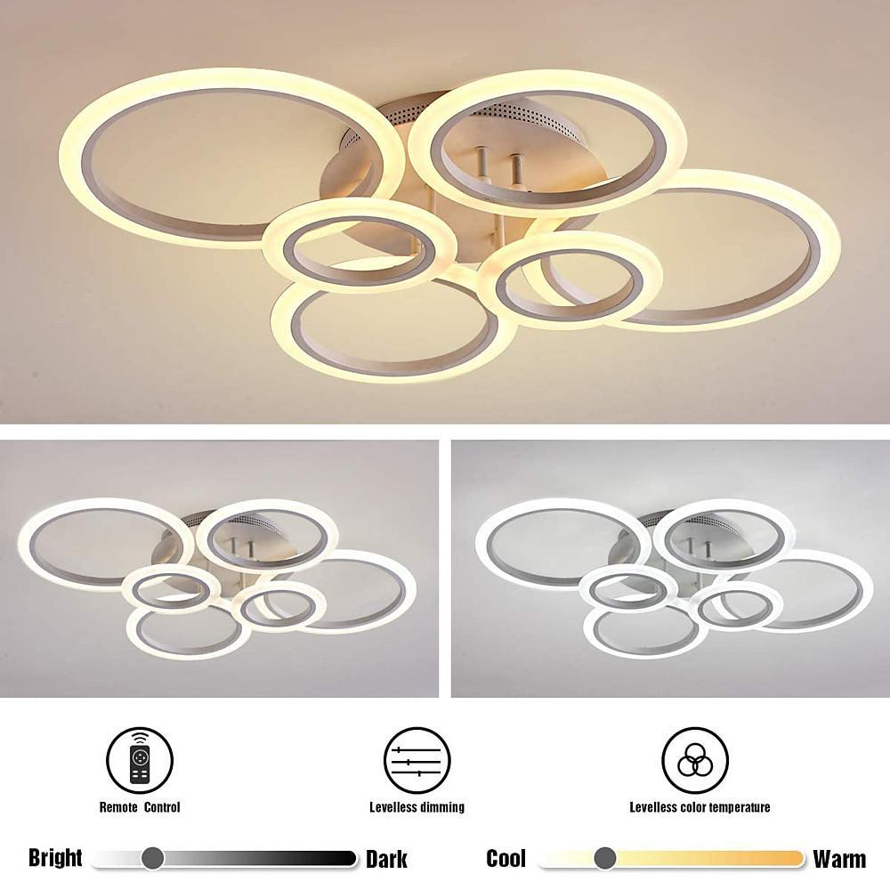 Multi-Circle Cluster Double-Tier Semi-Flush Mount Ceiling Light — Modern Aluminum Acrylic LED 4 6 8 Light