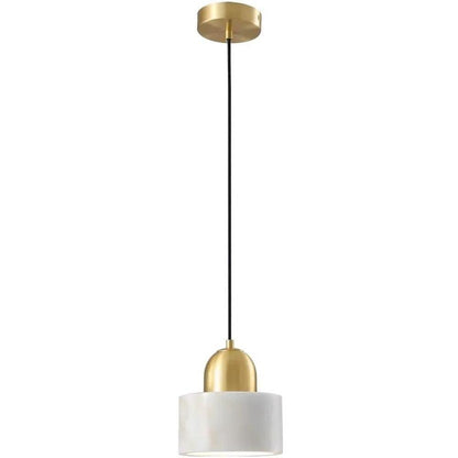 Marble Drum Mini Pendant Ivory White Black Green E26 4 Colors