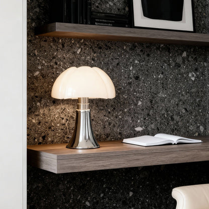 Bauhaus Mushroom Dome Table Lamp Iron Base Touch Control 8W LED Warm White Black White Chrome Gold 13.78 Inch