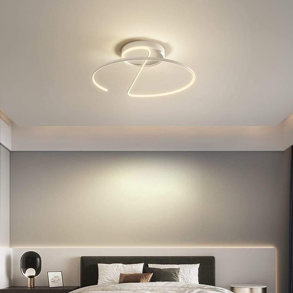 Semi-Circle Dome Semi-Flush Mount Ceiling Light — Modern Streamlined Metal Silicone LED White Black 16 20 24 Inch