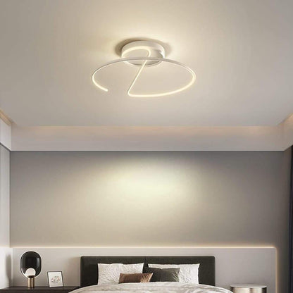 Semi-Circle Dome Semi-Flush Mount Ceiling Light — Modern Streamlined Metal Silicone LED White Black 16 20 24 Inch