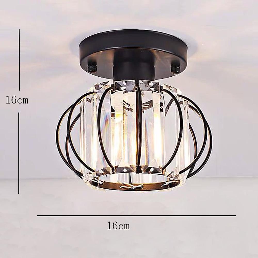 Multiple Oval Crystal Semi-Flush Mount Ceiling Light — Traditional Classic Metal Crystal E26 E27 Gold Black 6 Inch
