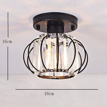 Multiple Oval Crystal Semi-Flush Mount Ceiling Light — Traditional Classic Metal Crystal E26 E27 Gold Black 6 Inch