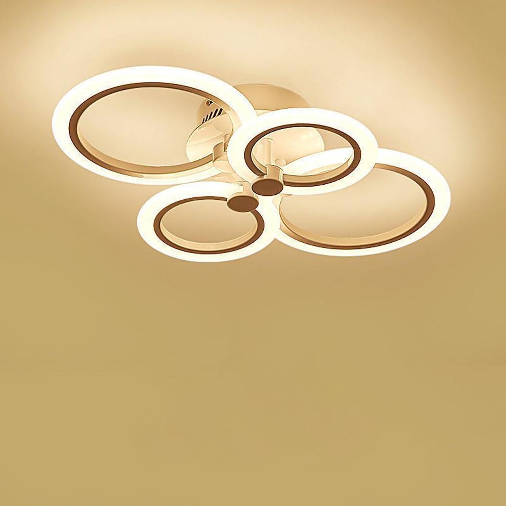 Multi-Circle Cluster Double-Tier Semi-Flush Mount Ceiling Light — Modern Aluminum Acrylic LED 4 6 8 Light