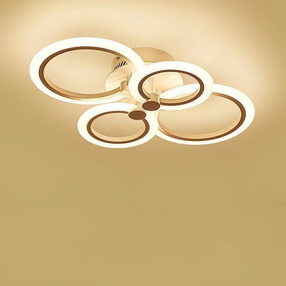 Multi-Circle Cluster Double-Tier Semi-Flush Mount Ceiling Light — Modern Aluminum Acrylic LED 4 6 8 Light